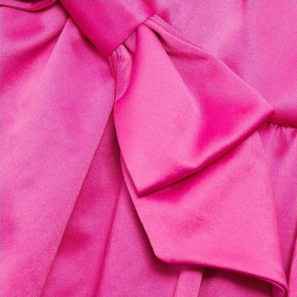 💕🔹️LoveShackFancy🔹️ Vibrant Pink  Bayer Bow Trim Mini Dress - Picture 8 of 12